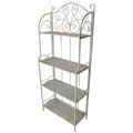 Oakland Living Corporation Oakland Living 17270-FF-SHELF-AC Off White Foldable Forward Facing Iron & Steel Ornate Outdoor & Indoor Patio Porch Garden Four Level Plant Shelf Bakers Rack; Antique Cream 17270-FF-SHELF-AC